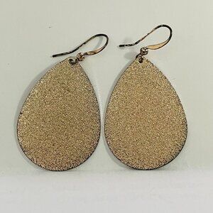 Gold Textured Teardrop Dangle Earrings Lightweight Statement Drop